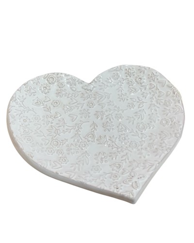 Vassoio Cuore Bianco con Rilievo Fiore