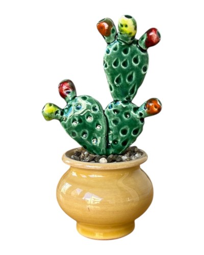 Piantina in ceramica dai colori naturali del Mediterraneo, rifinita con pietre vere.