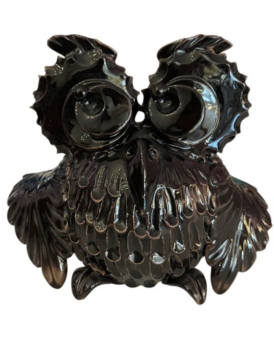 Civetta di Design in Ceramica Nera per Arredo Casa