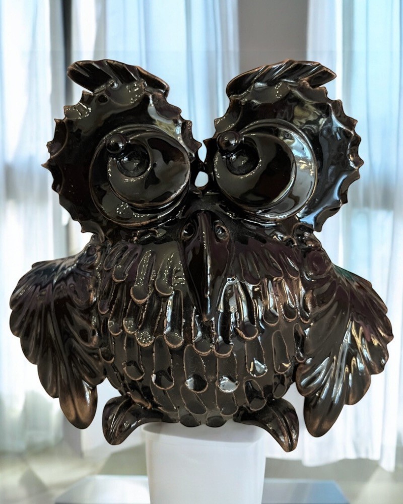 Civetta di Design in Ceramica Nera per Arredo Casa