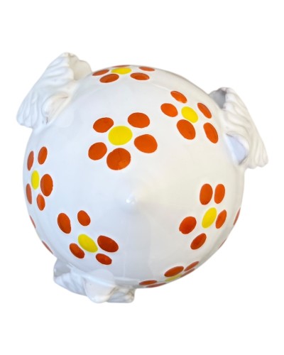 Bomboniera Pumo Poz Studio con decoro fiori arancio in ambientazione tipica pugliese al tramonto