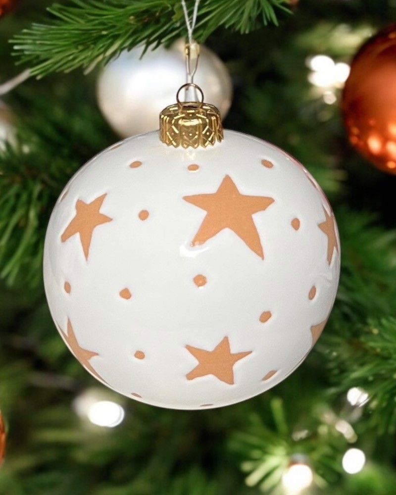 Palla di Natale in Ceramica con Incisione su Maiolica Artigianale