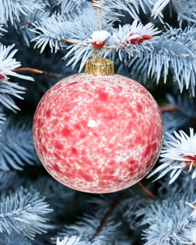 Palla di Natale in Ceramica Fatta a Mano con Decorazione a Macchie
