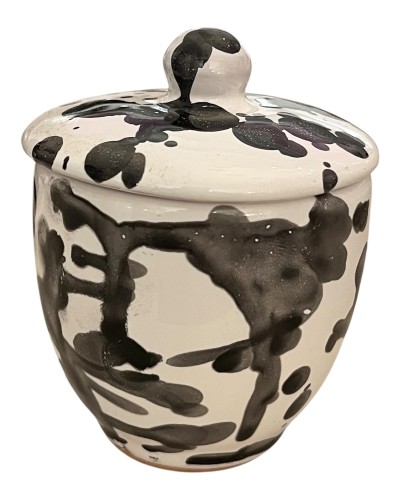 Servizio da Caffè Macchiato Nero Artigianale - Set 6 Tazze + Zuccheriera