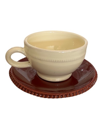 Servizio da Caffè Artigianale Avorio Bordeaux - Set 6 tazze Eleganti