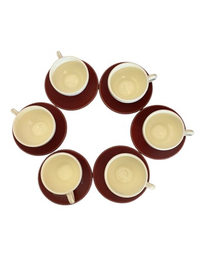 Servizio da Caffè Artigianale Avorio Bordeaux - Set 6 tazze Eleganti