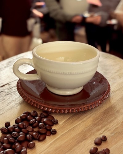 Servizio da Caffè Artigianale Avorio Bordeaux - Set 6 tazze Eleganti